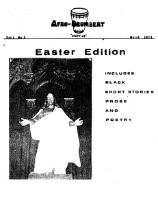 1972 issue of the Afro-Drumbeat newsletter published by Suffolk University's Afro-American club