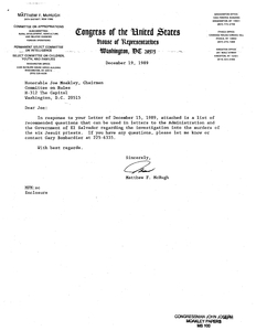 Letter to John Joseph Moakley from Matthew F. McHugh, 19 December 1989