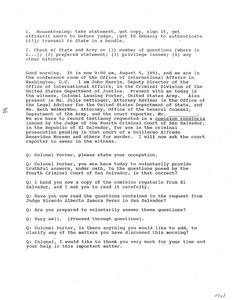 List of questions asked during Colonel Porter and Captain Puentes' depositions