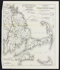 Plan accompanying report of the Board of Harbor & Land Commissioners relative to a waterway between the city of Taunton and Brockton