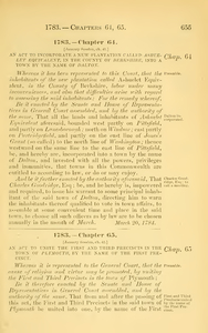 1783 Chap. 0065 An Act To Unite The First And Third Precincts In The Town Of Plymouth, By The Name Of The First Precinct.