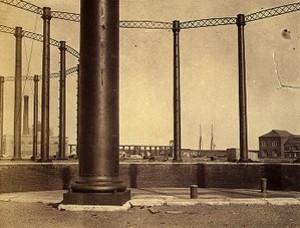 Gas holder tanks and columns, Bay State Gas Company
