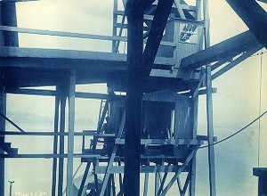 Elevated hoisting engine on coal wharf;