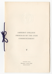 Amherst College Commencement program, 1934 June 18
