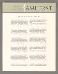 Amherst College annual report to secondary schools, 2007