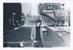 Me in front of fountain at Trinity Chuch, Copley Square