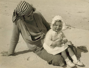 Mom and me 1934 at Duxbury Beach
