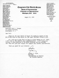 Letter to Paul E. Tsongas from Sidney R. Yates