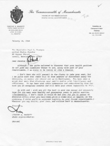 Letter from Timothy A. Bassett to Paul E. Tsongas