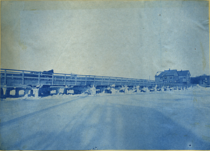 [Horse and carriage crossing unidentified bridge]