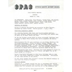 CPAC council meeting minutes, March 24, 1982.