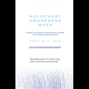 Holocaust Awareness Week program, 2013.