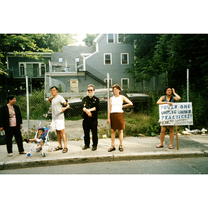 Protesters at a demonstration for workers' rights