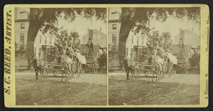 Floats in the Fourth of July parade in front of the public library, Newburyport, Mass., 1870