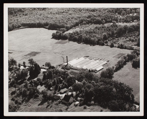 Aerial view of Meader's Greenhouses, Buck River Road, Dover, New Hampshire