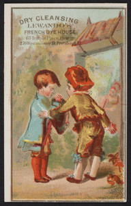 Trade card for Lewando's French Dye House, dry cleansing, 65 Temple Place, Boston, Mass. and 270 Westminster Street, Providence, Rhode Island, undated