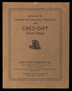 Instructions for designing and constructing a thatch roof with Creo-Dipt Stained Shingles, Creo-Dipt Company, Inc, North Tonawanda, New York