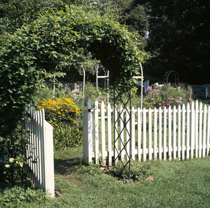 Dorothy's garden, looking through the gate, Codman House, Lincoln, Mass.