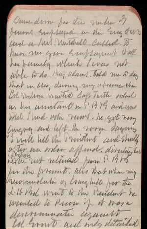 Thomas Lincoln Casey Notebook, September 1889-November 1889, 55, came down for the number of