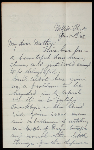 Thomas Lincoln Casey, Jr. to Emma Weir Casey, January 14, 1882