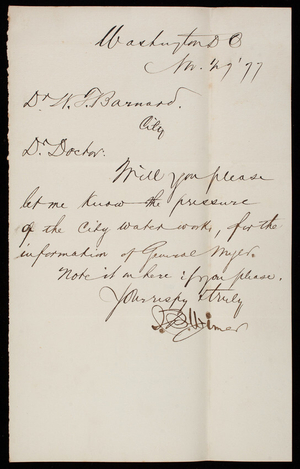 Wimer to Dr. Barnard, November 29, 1877