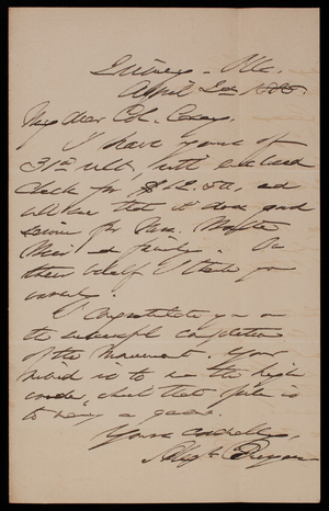Barbara Burgess to Thomas Lincoln Casey, April 2, 1885