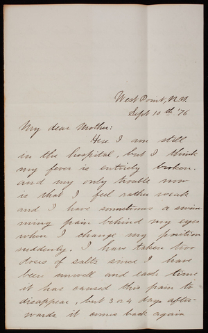 Thomas Lincoln Casey, Jr. to Emma Weir Casey, September 10, 1876