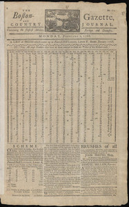 The Boston-Gazette, and Country Journal, 1 Feburary 1768