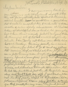 Letter from Benjamin Smith Lyman to Franklin B. Sanborn