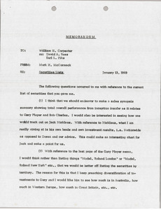 Memorandum from Mark H. McCormack to William H. Carpenter