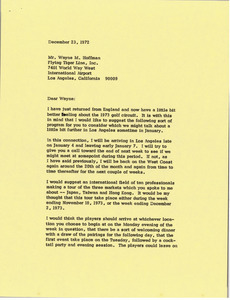 Letter from Mark H. McCormack to Wayne M. Hoffman