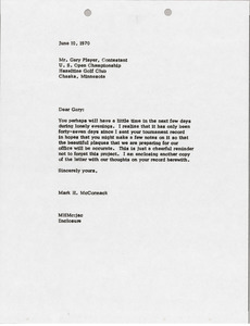 Letter from Mark H. McCormack to Gary Player