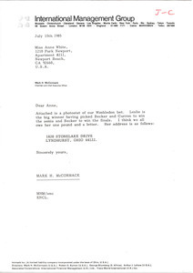 Letter from Mark H. McCormack to Anne White