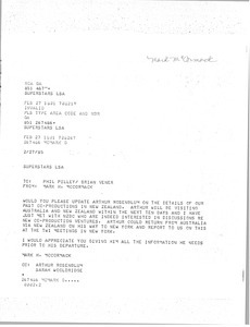 Telex printout from Mark H. McCormack to Phil Pilley and Brian Vener