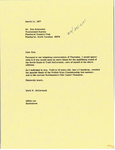 Letter from Mark H. McCormack to Ken Schroeder