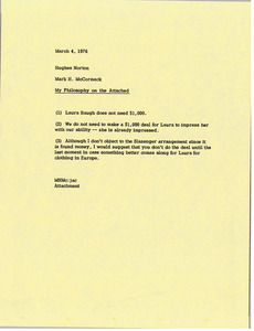 Memorandum from Mark H. McCormack to Hughes Norton