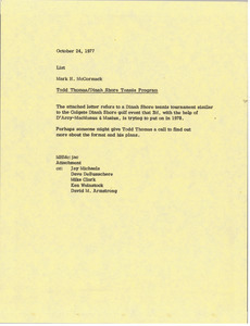 Memorandum from Mark H. McCormack to list