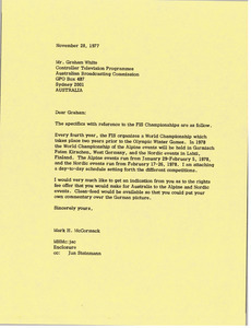 Letter from Mark H. McCormack to Graham White