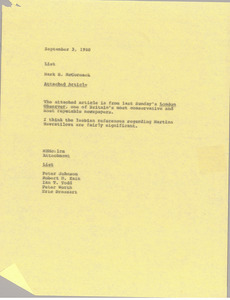 Memorandum from Mark H. McCormack to list