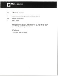 Memorandum from Mark H. McCormack to Sean McManus, Barry Frank and Peter Smith