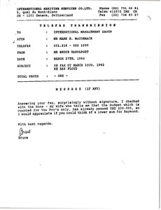 Fax from Bruce Rappaport to Mark H. McCormack