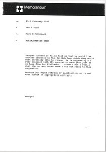 Memorandum from Mark H. McCormack to Ian T. Todd