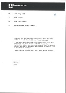 Memorandum from Mark H. McCormack to Jeff Harvey