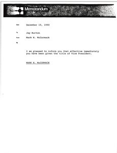 Memorandum from Mark H. McCormack to Jay Burton