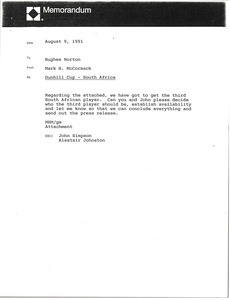 Memorandum from Mark H. McCormack to Hughes Norton