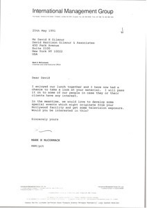 Letter from Mark H. McCormack to David H. Gilmour