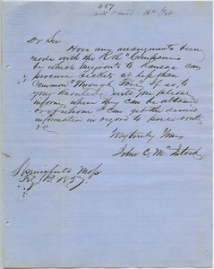 Letter from John C. McIntosh to unidentified correspondent