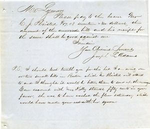 Letter from Joseph L. Adams to Joseph Lyman