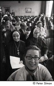 Woman and two nuns seated in the crowd at the Martin Luther King memorial service