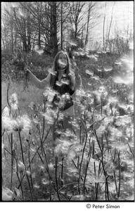 Lacey Mason 'tripping' among the milkweeds
